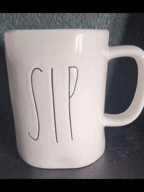 Magenta Cream Ceramic Mug with 'SIP' Handwritten Design